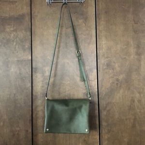 Olive green vegan leather crossbody bag